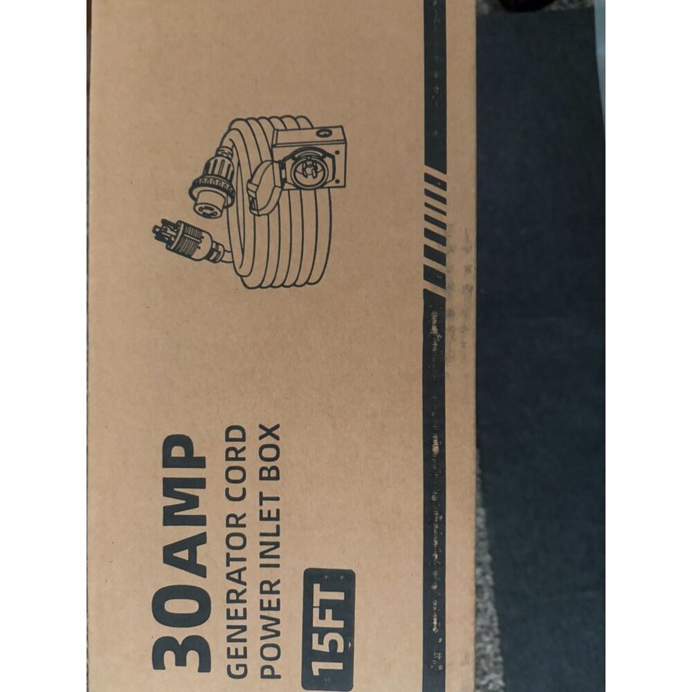 NEW 15FT 30-AMP Generator Cord w/Power Inlet Box